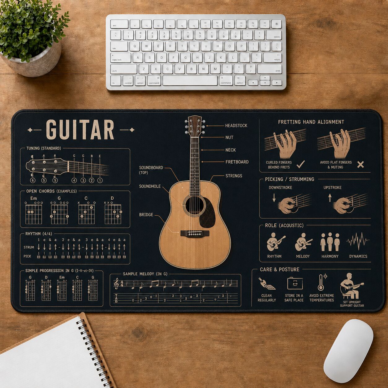 Guitar Creative Reference Guide Desk Mat | 5To9Vibe