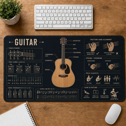 Guitar Creative Reference Guide Desk Mat | 5To9Vibe