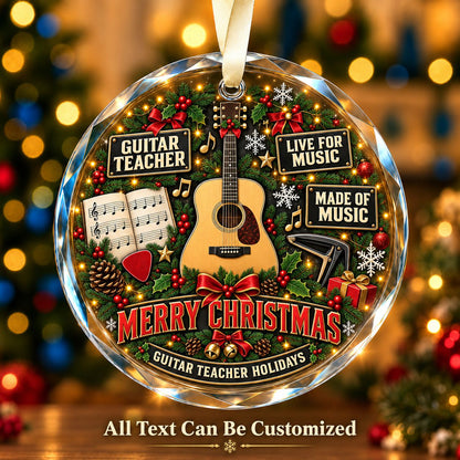 Guitar Teacher Personalized Glass Ornament | 5To9Vibe
