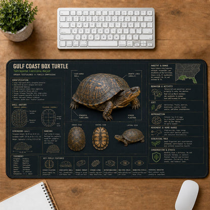 Gulf Coast Box Turtle Turtle and Tortoise Species Guide Desk Mat | 5To9Vibe