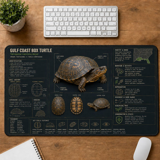 Gulf Coast Box Turtle Turtle and Tortoise Species Guide Desk Mat | 5To9Vibe