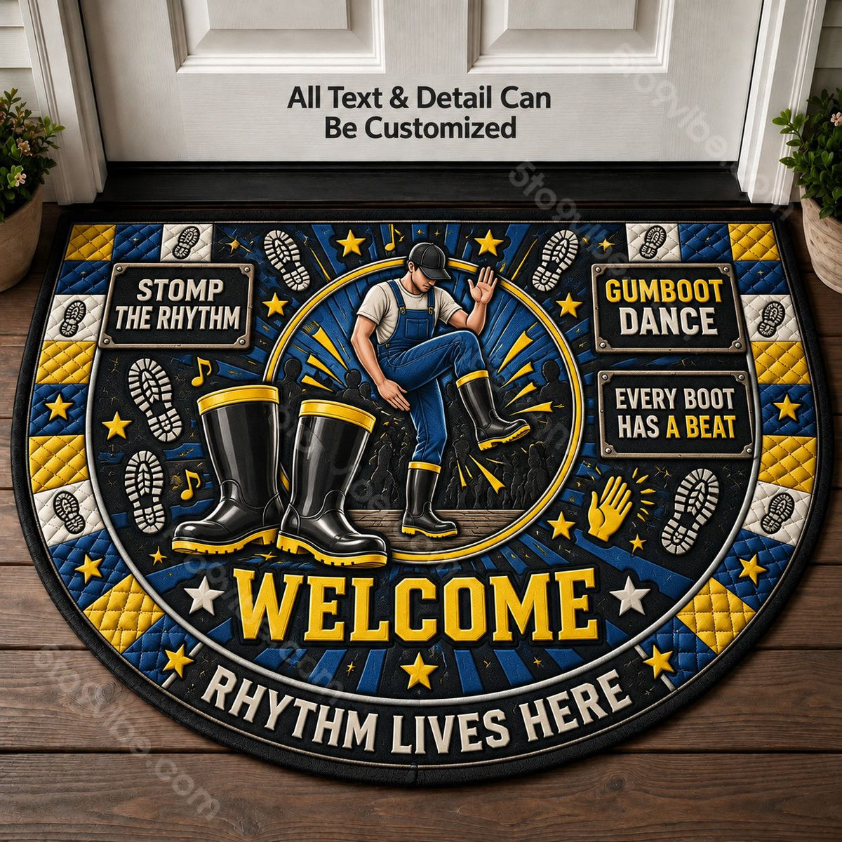 Gumboot Dance Personalized Half Round Mat | 5To9Vibe