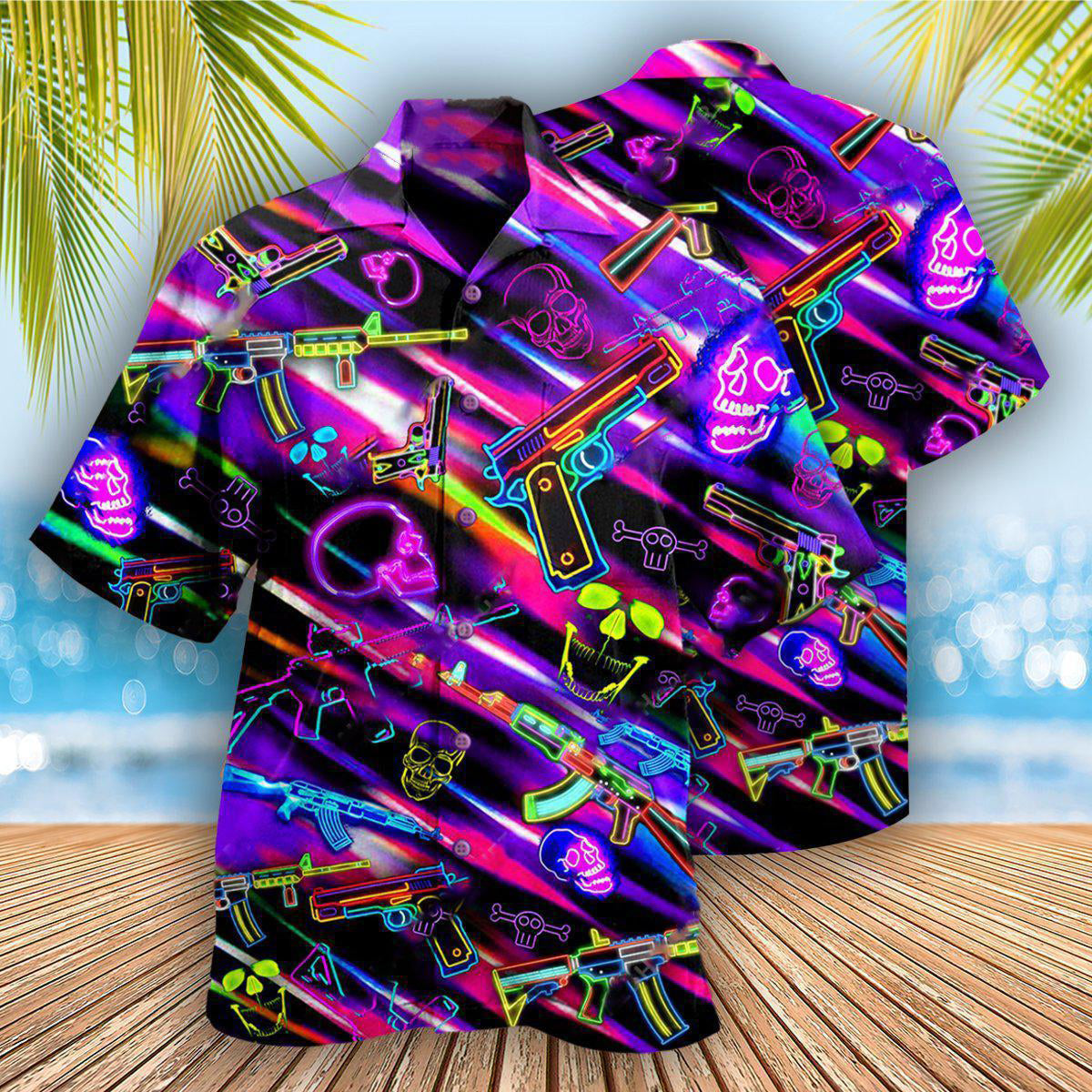Gun Real Men Don't Retreat They Reloads Neon Style - Hawaiian Shirt 
