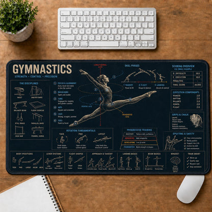 Gymnastics Sports Visual Guide Desk Mat | 5To9Vibe
