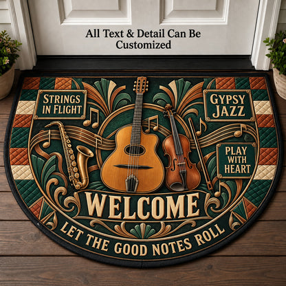 Gypsy Jazz Personalized Half Round Mat | 5To9Vibe