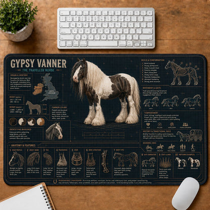 Gypsy Vanner Horse Horse and Equestrian Visual Guide Desk Mat | 5To9Vibe