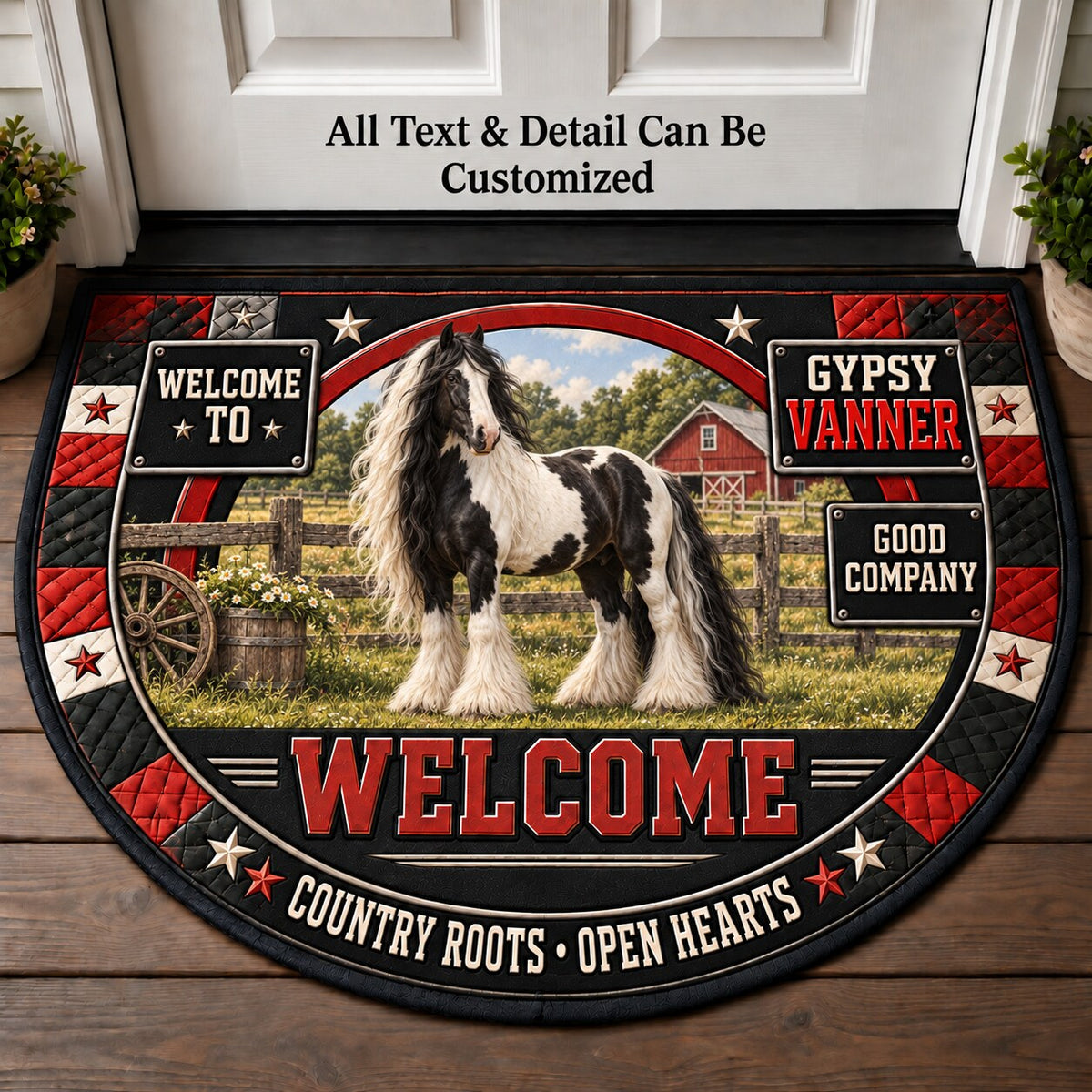 Gypsy Vanner Personalized Half Round Mat | 5To9Vibe