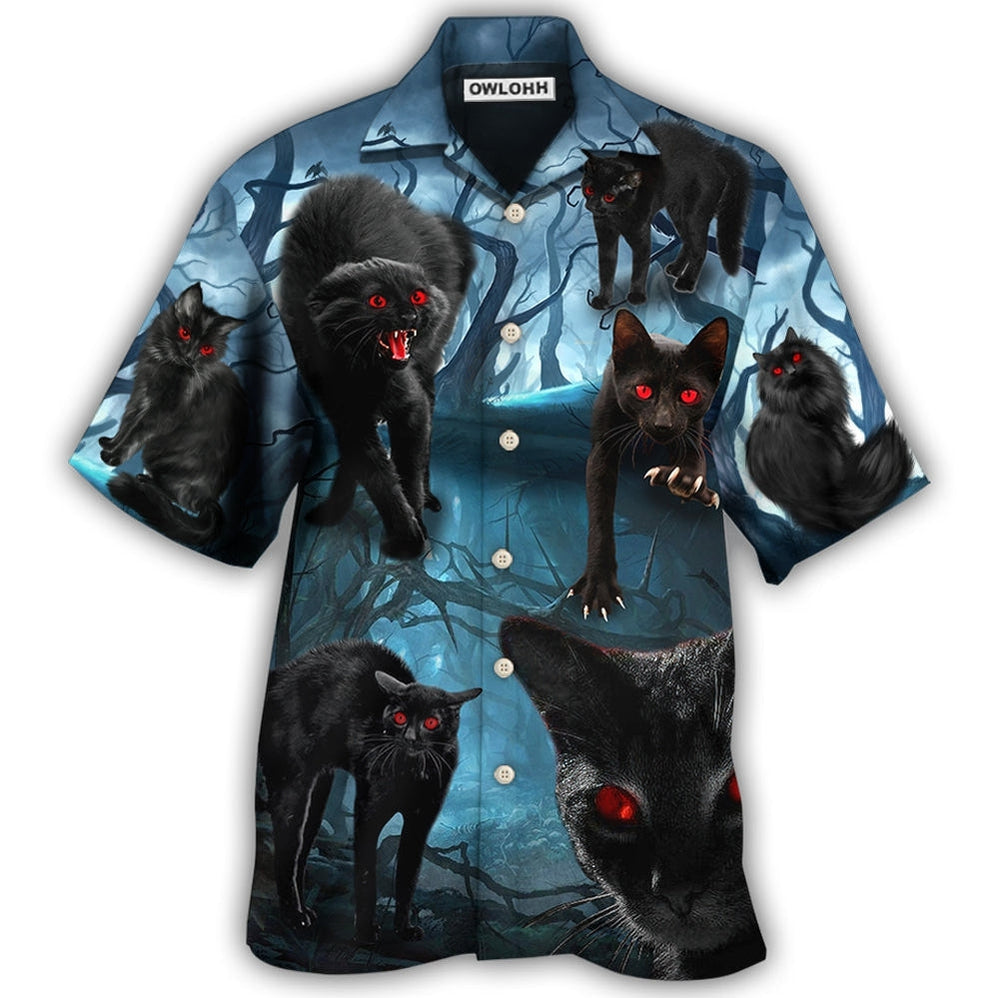 Hawaiian Shirt / Adults / S Halloween Black Cat Scary Style - Hawaiian Shirt 