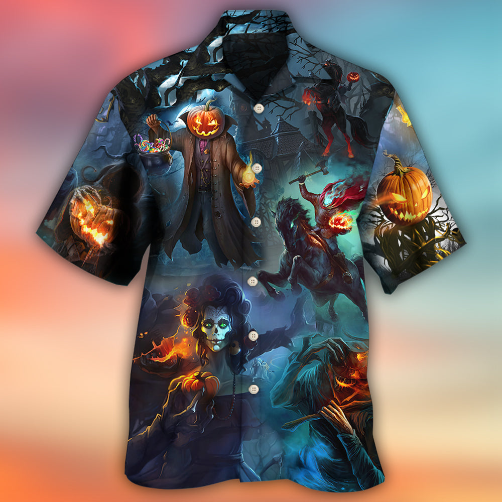 Halloween Skull Pumpkin Scary Sky Night - Hawaiian Shirt 