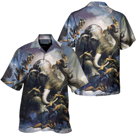 Mammoth And Human - Unisex Hawaiian Shirt For Men and Women
