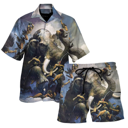 Mamut y Humano - Camisa Hawaiana Unisex para Hombres y Mujeres