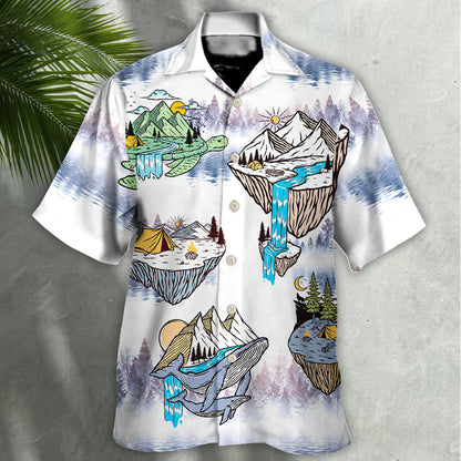 Camping Turtle And Shark - Hawaiian Shirt 