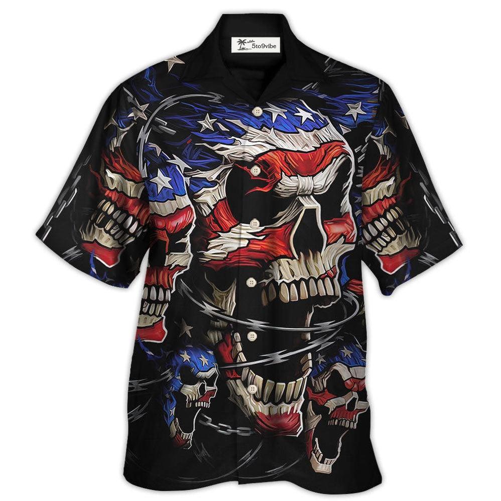 Hawaiian Shirt / Adults / S America Skull Love America Forever - Hawaiian Shirt 