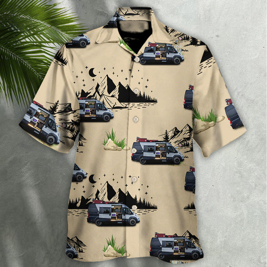 Camping Van Outdoor Life Moon Night Custom Photo - Hawaiian Shirt 