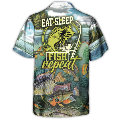 Fishing Eat Sleep Fish And Repeat - Unisex Hawaiian Shirt For Men and Women