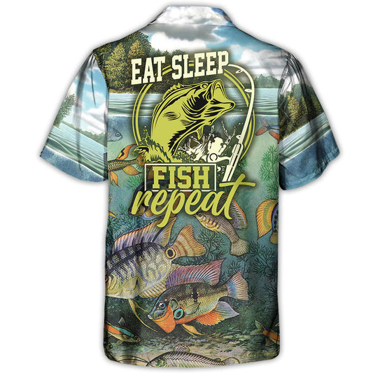 Fishing Eat Sleep Fish And Repeat - Unisex Hawaiian Shirt For Men and Women
