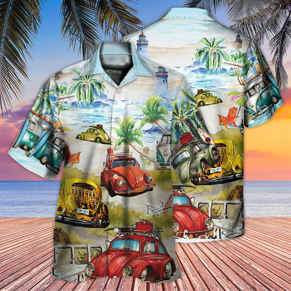 Estilo Genial Car Love Beach - Camisa Hawaiana Unisex para Hombre y Mujer