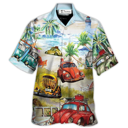 Estilo Genial Car Love Beach - Camisa Hawaiana Unisex para Hombre y Mujer