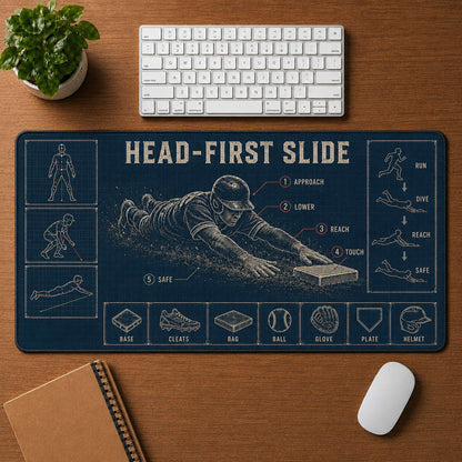 Head-First Slide Blueprint Desk Mat | 5To9Vibe