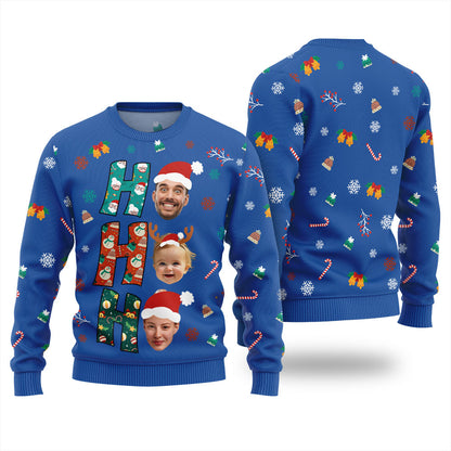 HOHOHO Custom Family Faces Christmas Ugly Sweater
