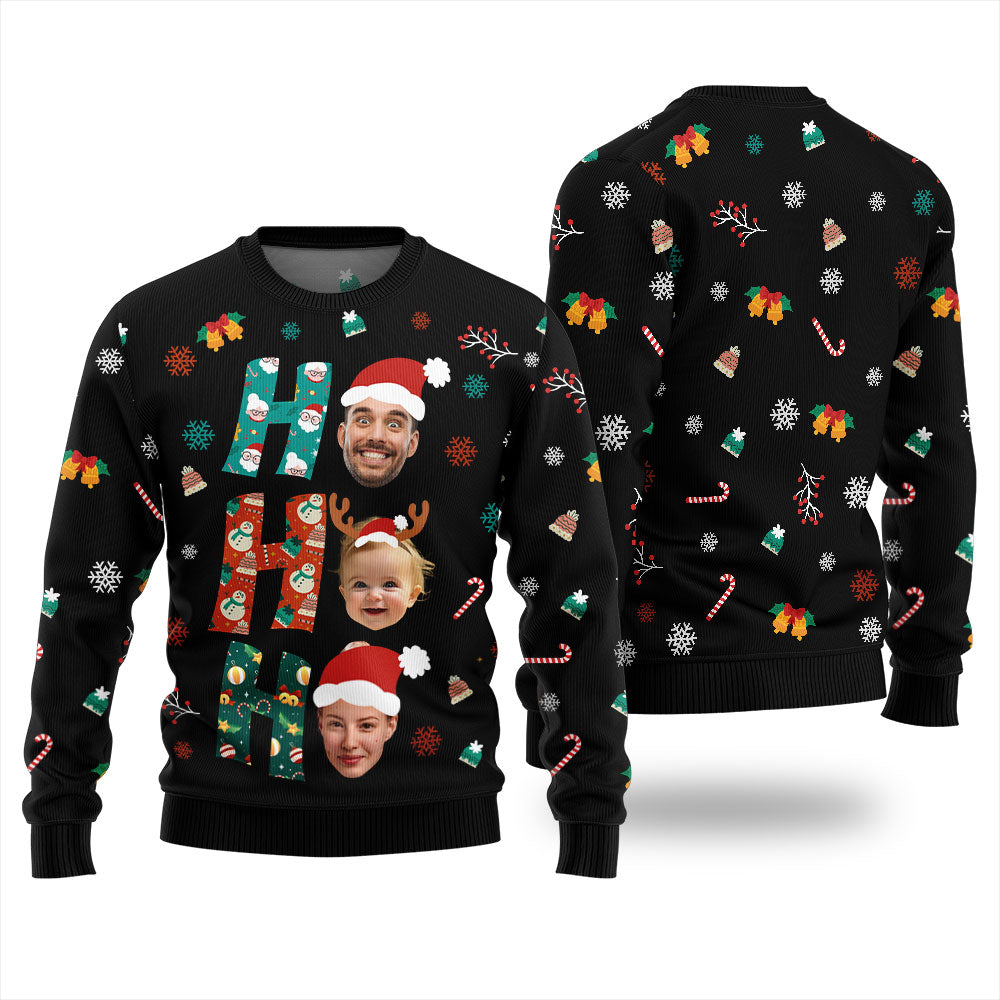 HOHOHO Custom Family Faces Christmas Ugly Sweater