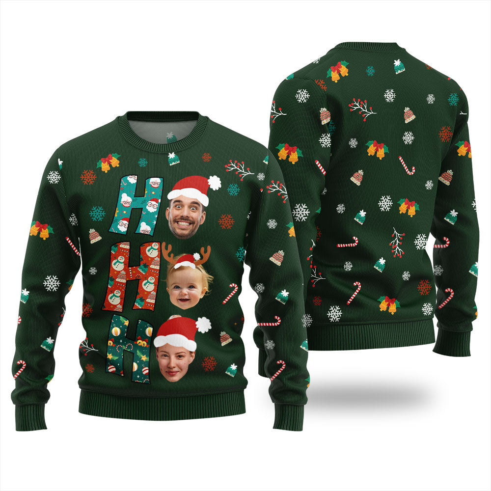 HOHOHO Custom Family Faces Christmas Ugly Sweater