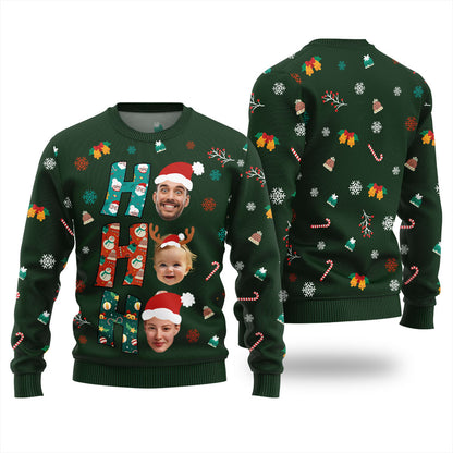 HOHOHO Custom Family Faces Christmas Ugly Sweater