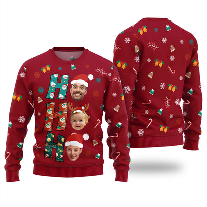 HOHOHO Custom Family Faces Christmas Ugly Sweater