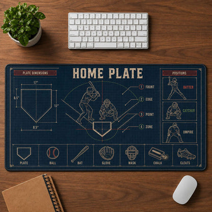 Home Plate Blueprint Desk Mat | 5To9Vibe