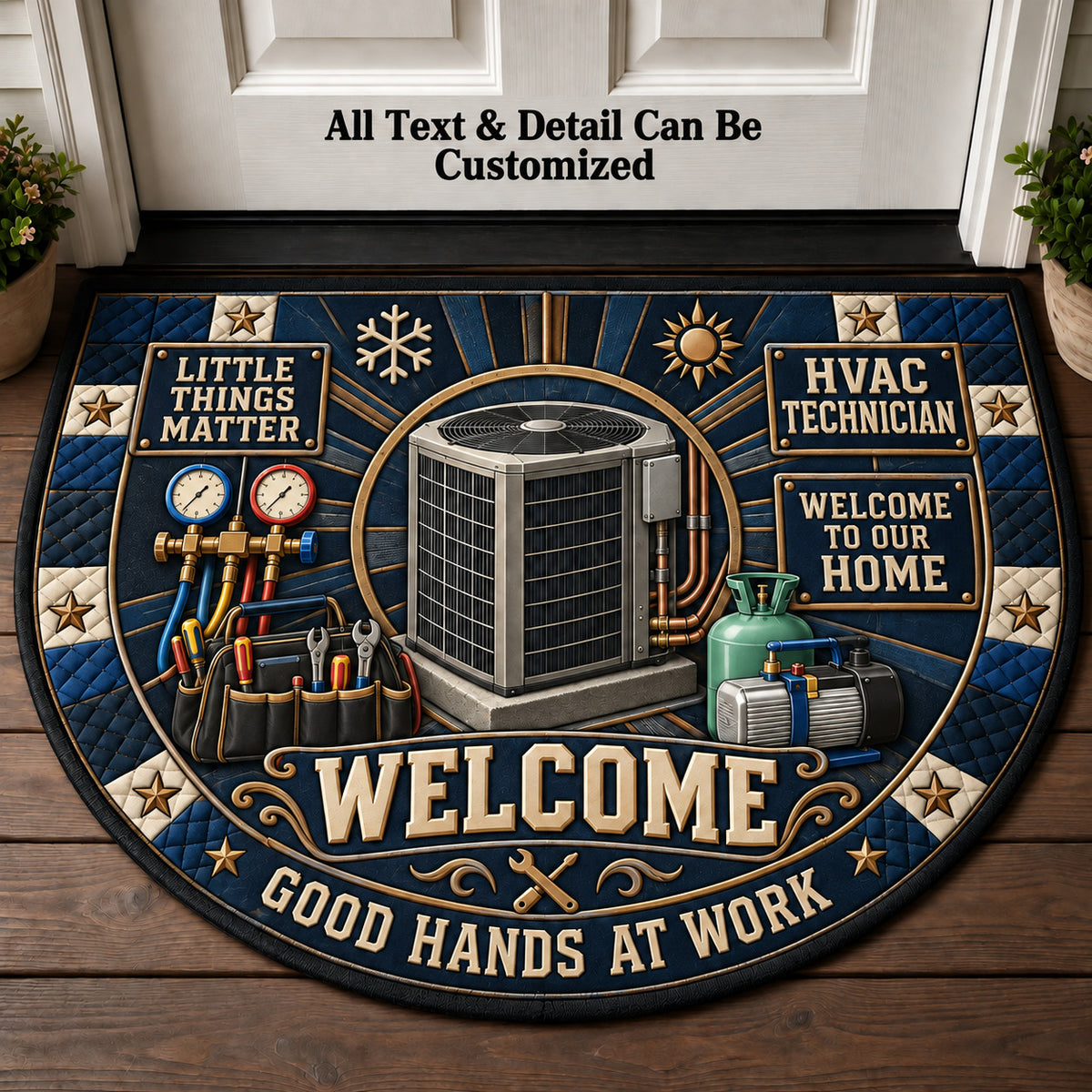 HVAC Technician Personalized Half Round Mat | 5To9Vibe