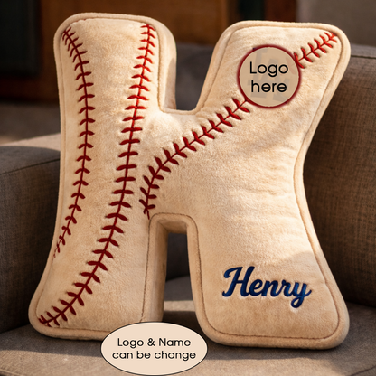 Baseball Pillow Custom Name & Logo Gift For Kids, Friends, Family Irregular-Shaped Pillow Custom-Shaped Pillow-5TO9VIBE