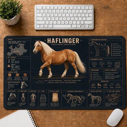 Haflinger Horse Horse and Equestrian Visual Guide Desk Mat | 5To9Vibe
