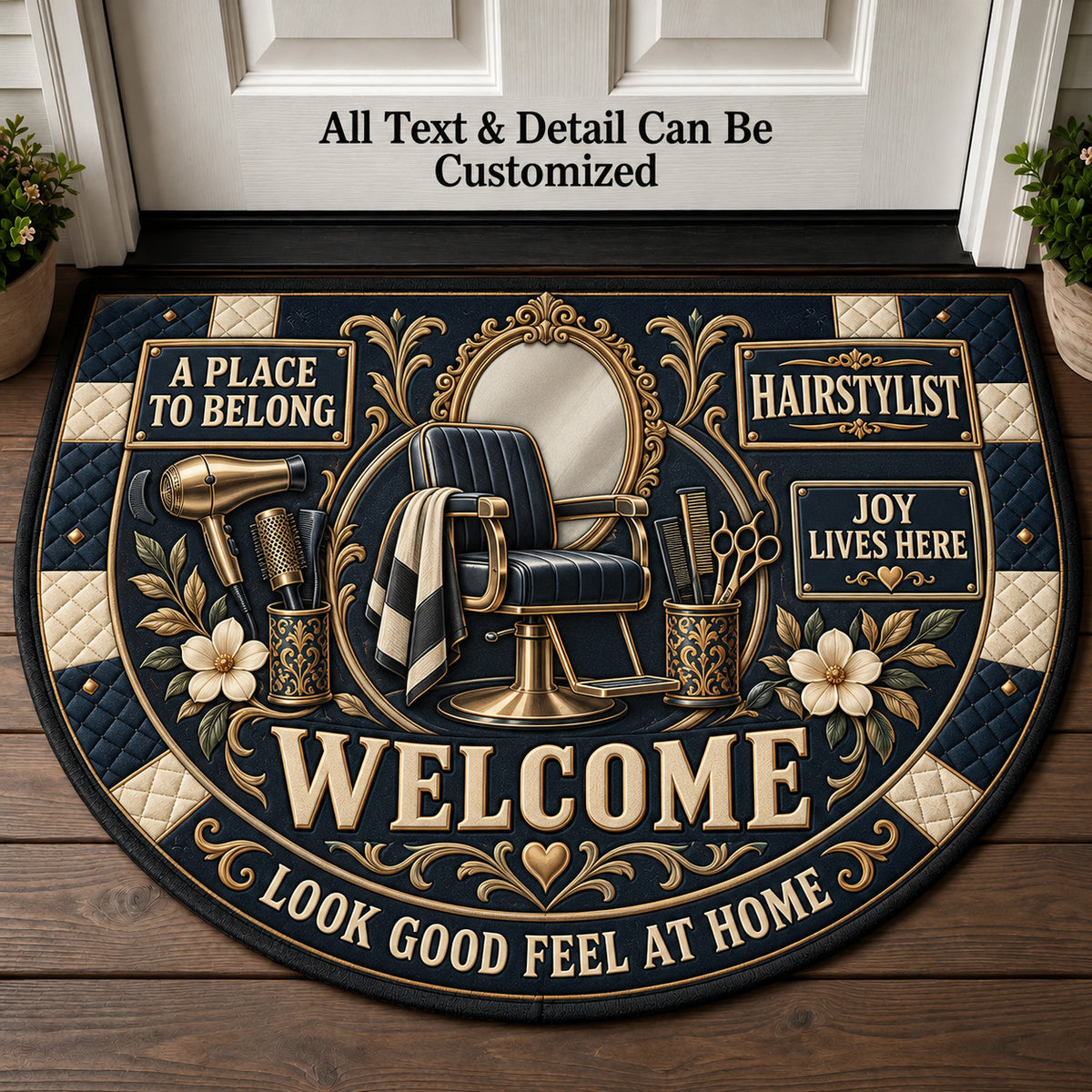 Hairstylist Personalized Half Round Mat | 5To9Vibe