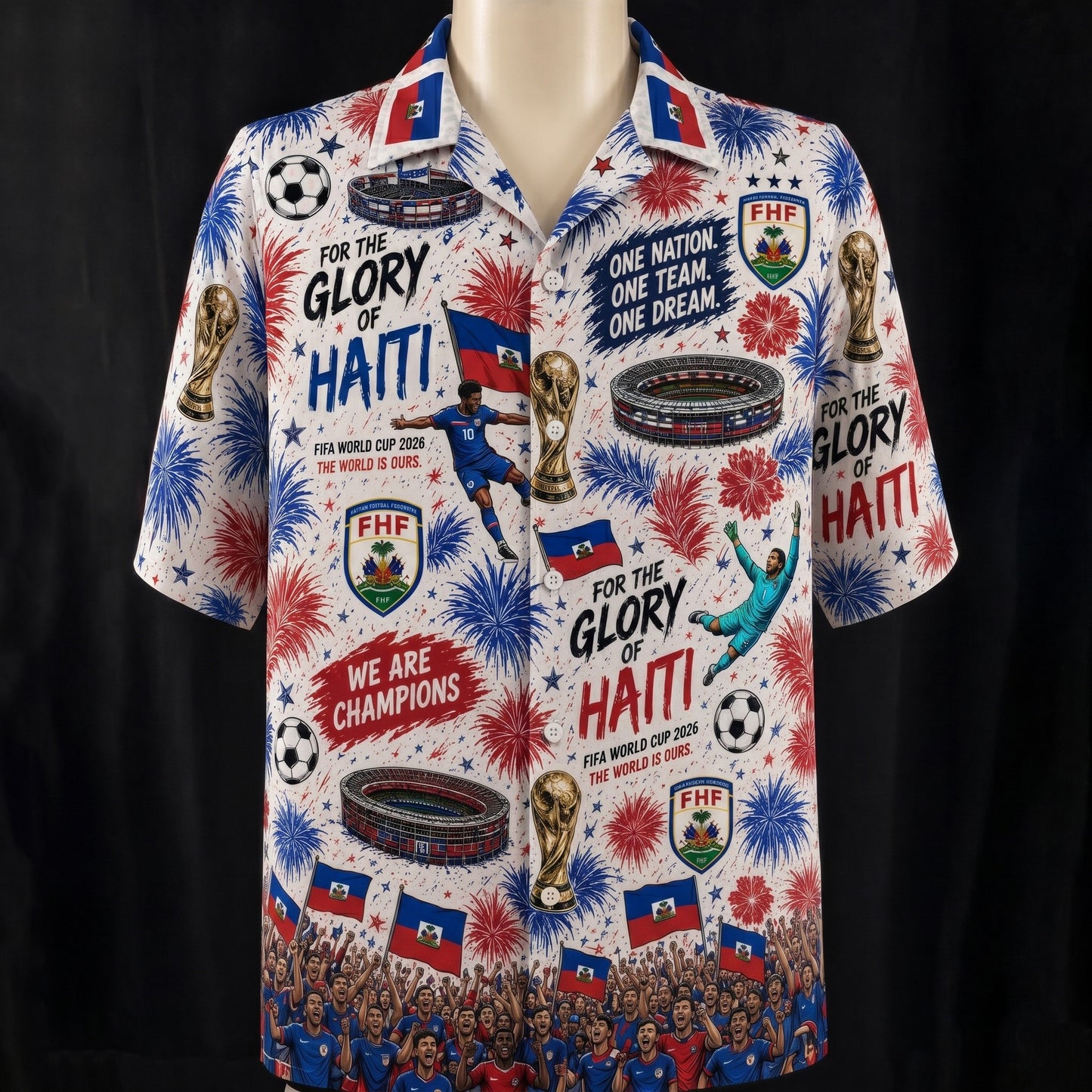 All Teams World Cup Champion Football Soccer Unisex Button-Up Hawaiian Shirt For Men & Women