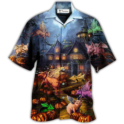 Hawaiian Shirt / Adults / S Halloween When Pigs Fly Night - Hawaiian Shirt 