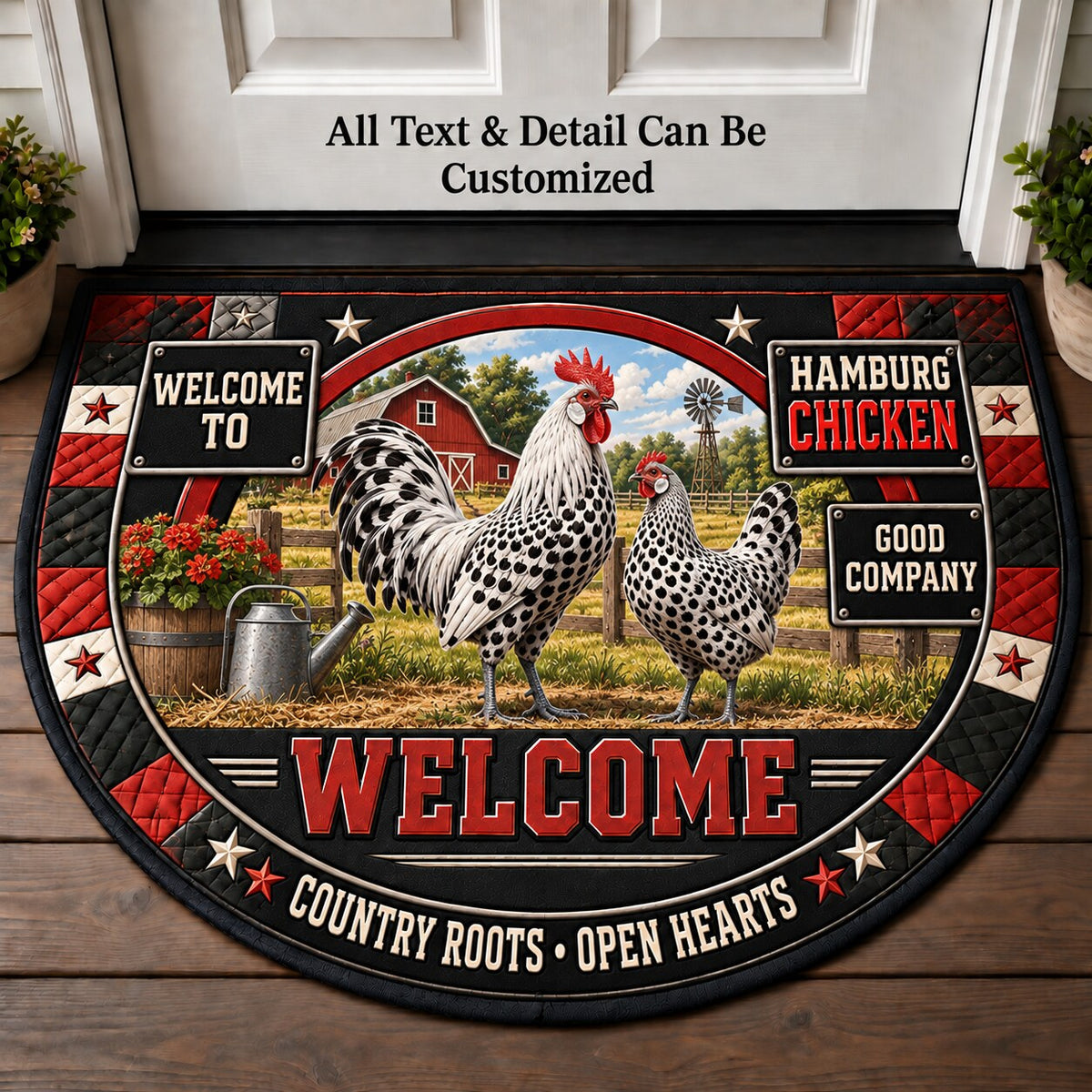 Hamburg Chicken Personalized Half Round Mat | 5To9Vibe