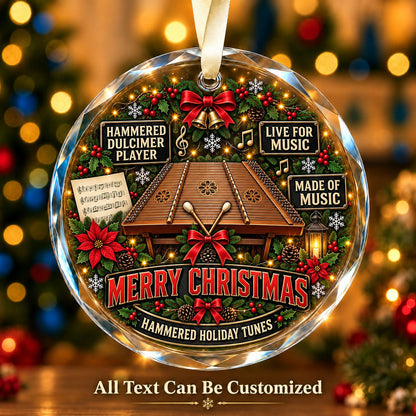 Hammered Dulcimer Player Personalized Glass Ornament | 5To9Vibe