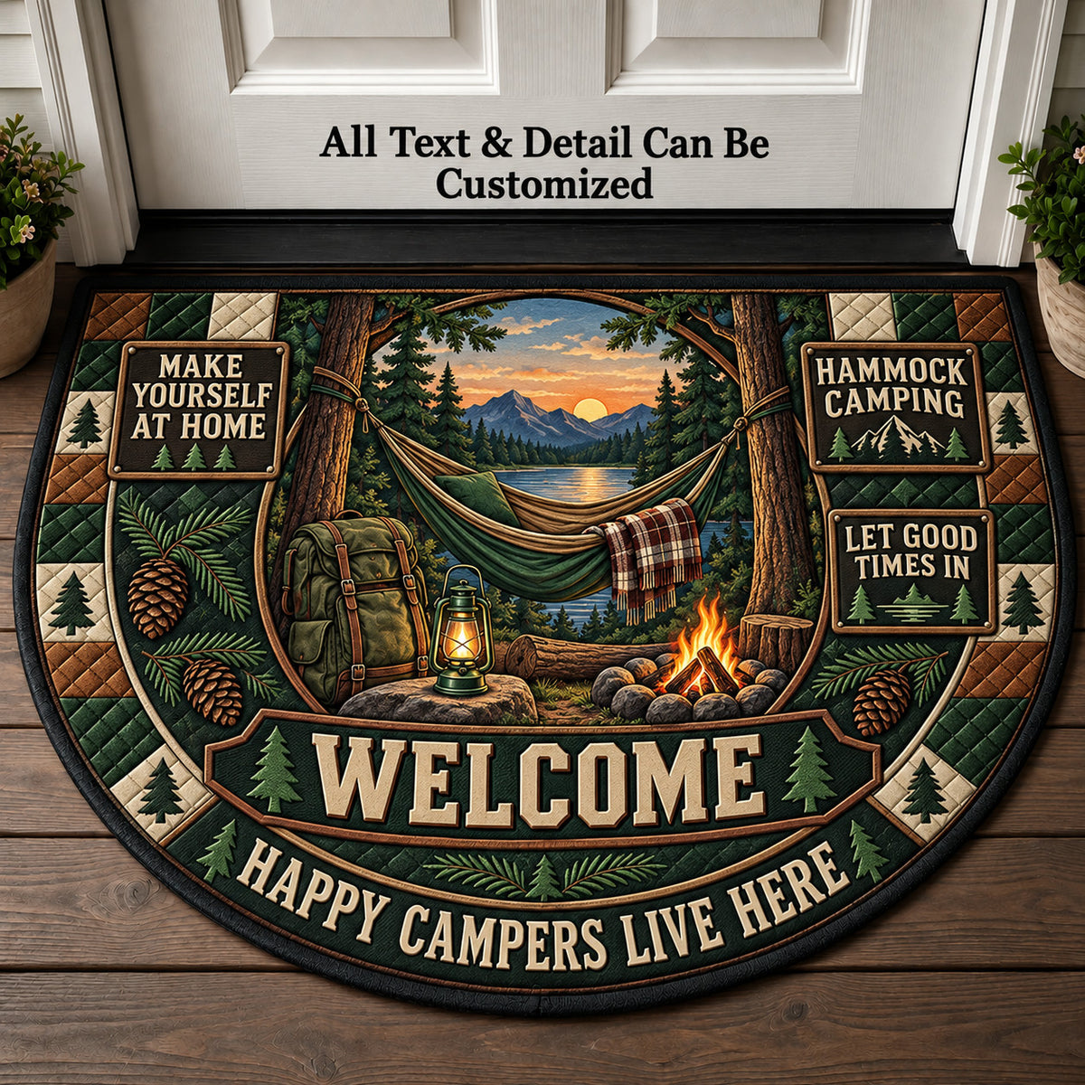 Hammock Camping Personalized Half Round Mat | 5To9Vibe