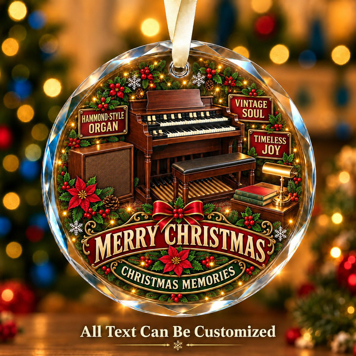 Hammond-Style Organ Personalized Glass Ornament | 5To9Vibe