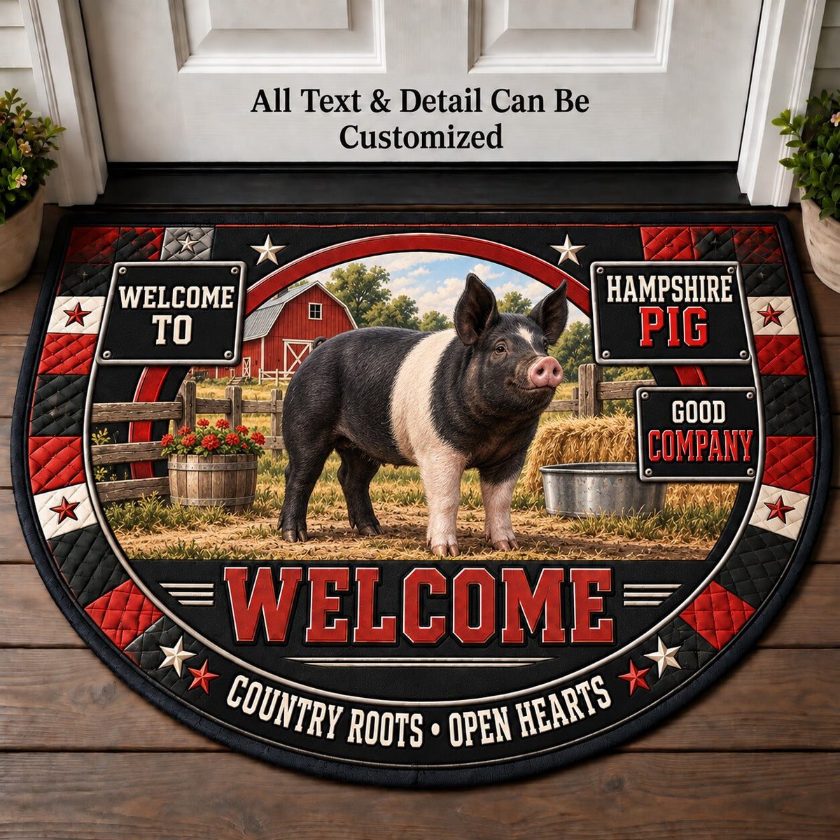 Hampshire Pig Personalized Half Round Mat | 5To9Vibe