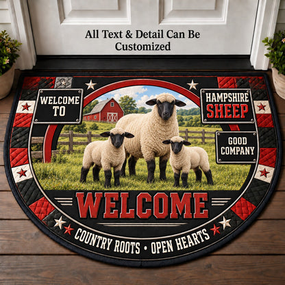 Hampshire Sheep Personalized Half Round Mat | 5To9Vibe