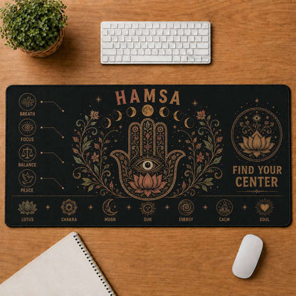 Mandala Hippie Desk Mat Mouse Pad | 5To9Vibe - Hamsa style