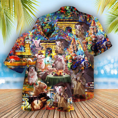 Hamster Animals Traveling Around The World - Hawaiian Shirt 