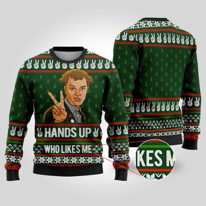 Hand Up Who Lives Me The Young Ones Funny Sweater Forest Green - Funny Ugly Christmas Sweater