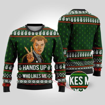 Hand Up Who Lives Me The Young Ones Funny Sweater Forest Green - Funny Ugly Christmas Sweater