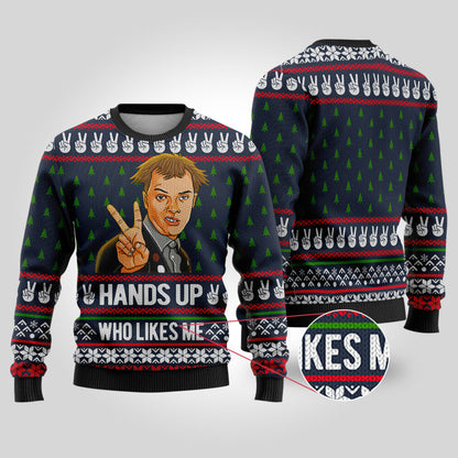 Hand Up Who Lives Me The Young Ones Funny Sweater Navy - Funny Ugly Christmas Sweater