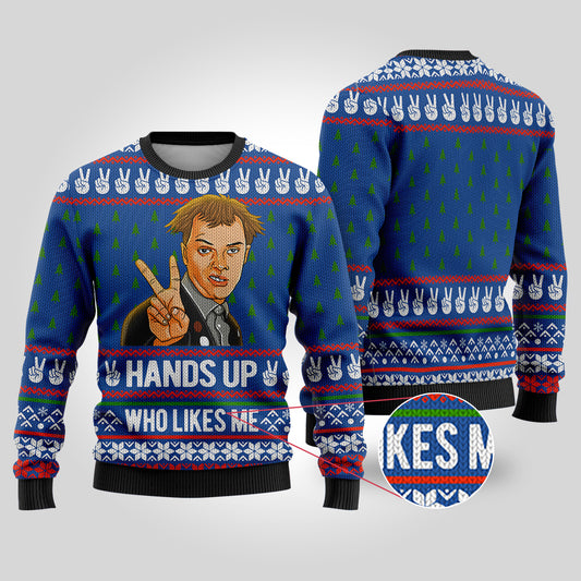 Hand Up Who Lives Me The Young Ones Funny Sweater Royal - Funny Ugly Christmas Sweater