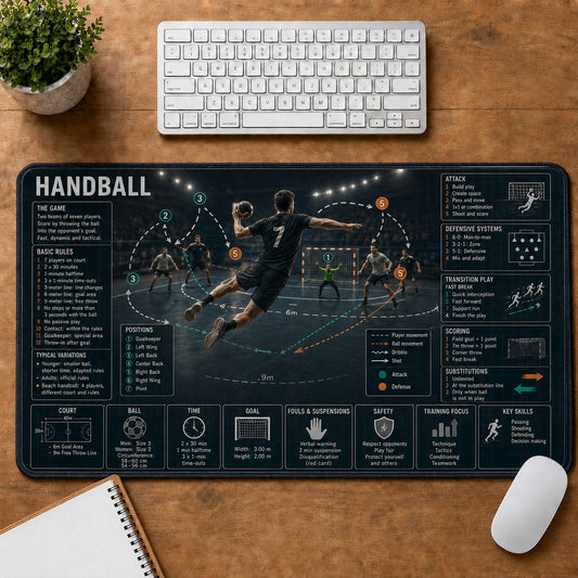 Handball Sports Visual Guide Desk Mat | 5To9Vibe