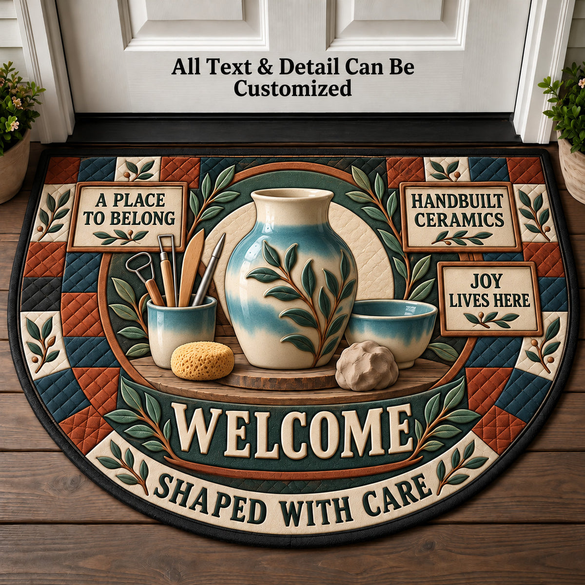 Handbuilt Ceramics Personalized Half Round Mat | 5To9Vibe