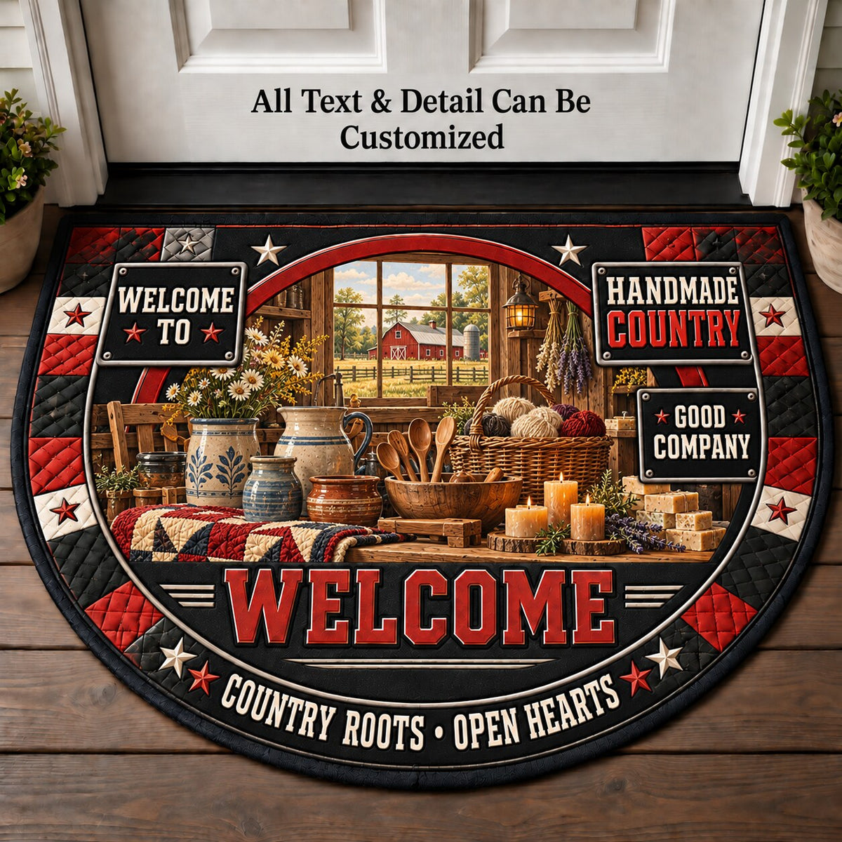 Handmade Country Personalized Half Round Mat | 5To9Vibe